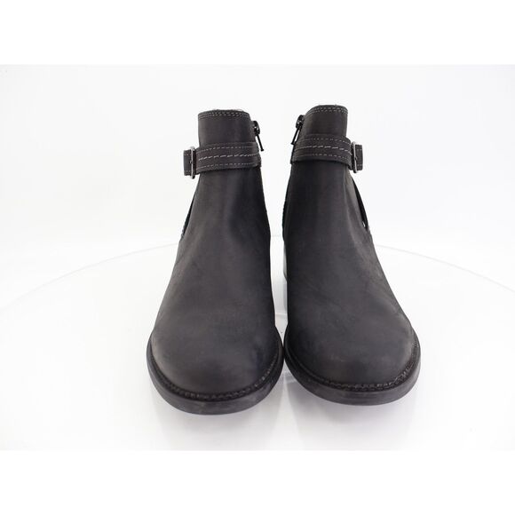 Clarks Women's Maye Strap Boot Size 10 Black Leather Block Heel Comfy Ankle - Picture 3 of 13